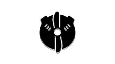 Black Plane propeller icon isolated on white background. Vintage aircraft propeller. 4K Video motion graphic animation.