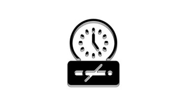 Black No smoking time icon isolated on white background. Cigarette smoking prohibited sign. 4K Video motion graphic animation.