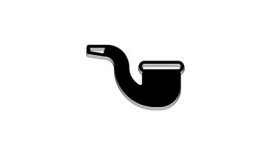 Black No pipe smoking icon isolated on white background. Dont smoke. Tobacco pipe. 4K Video motion graphic animation.