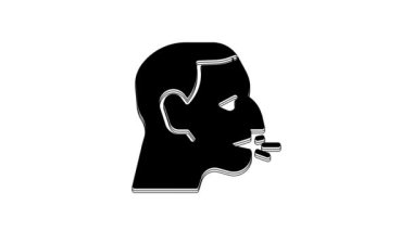 Black Man coughing icon isolated on white background. Viral infection, influenza, flu, cold symptom. Tuberculosis, mumps, whooping cough. 4K Video motion graphic animation.