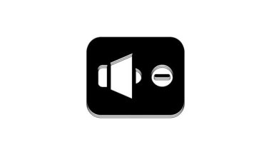 Siyah Sözcü dilsiz simgesi beyaz arkaplanda izole edildi. Ses simgesi yok. Ses Kapalı sembolü. 4K Video hareketli grafik canlandırması.