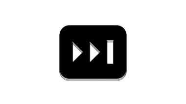 Siyah Hızlı ileri simgesi beyaz arkaplanda izole edildi. 4K Video hareketli grafik canlandırması.