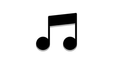 Siyah Müzik, beyaz arkaplanda izole edilmiş ton simgesi. 4K Video hareketli grafik canlandırması.