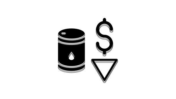 原油価格のブラックドロップアイコンは 白い背景に隔離されています 石油産業危機の概念 4Kビデオモーショングラフィックアニメーション — ストック動画