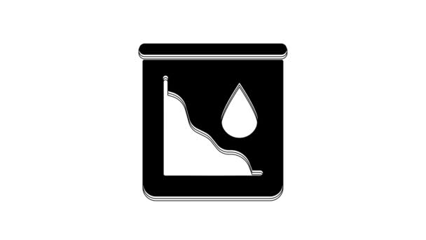 原油价格中的黑色下跌图标孤立在白色背景上 石油工业危机概念 4K视频运动图形动画 — 图库视频影像
