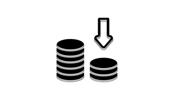 Black Dollar Rate Decrease Icon Isolated White Background Cost Reduction — Video Stock