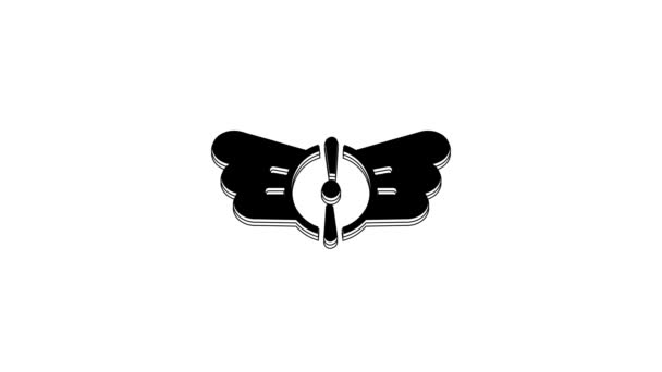 Black Aviation Emblem Icon Isolated White Background Military Civil Aviation — Stockvideo