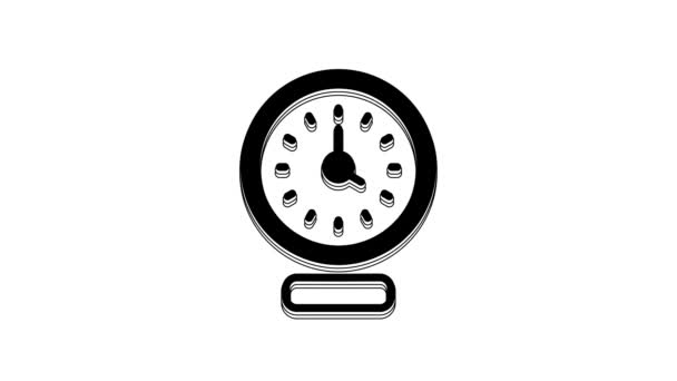 Ícone Relógio Preto Isolado Fundo Branco Símbolo Temporal Animação Gráfica — Vídeo de Stock