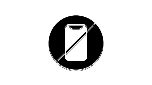 Чорний Піктограми Мобільного Телефону Ізольовано Білому Тлі Ніяких Знаків Розмов — стокове відео