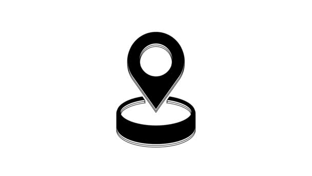 Czarna Ikona Pin Map Odizolowana Białym Tle Nawigacja Wskaźnik Lokalizacja — Wideo stockowe