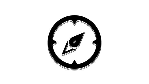 Schwarzes Kompass Symbol Isoliert Auf Weißem Hintergrund Windrose Navigationssymbol Windrose — Stockvideo