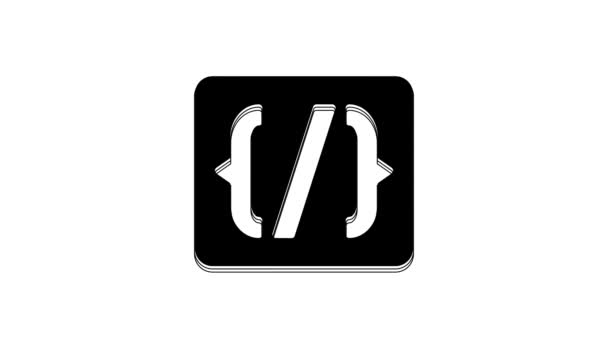 Black Programming Language Syntax Icon Isolated White Background Syntax Programming — стоковое видео