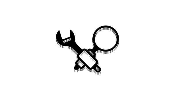 Black Debugging Icon Isolated White Background Debugging Tool Magnifying Glass — 비디오