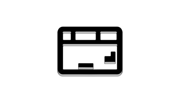 白の背景に隔離された黒のコンピュータのキーボードアイコン Pcコンポーネントのサイン 4Kビデオモーショングラフィックアニメーション — ストック動画
