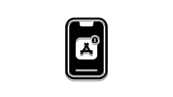Black Mobile Apps Icon Isolated White Background Smartphone Screen Icons — Stockvideo