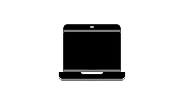 Icono Ordenador Portátil Negro Aislado Sobre Fondo Blanco Computadora Portátil — Vídeos de Stock