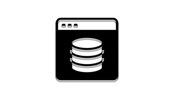 Black Server Data Web Hosting Pictogram Geïsoleerd Witte Achtergrond Video — Stockvideo