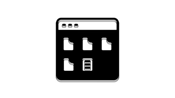 Μαύρο Εικονίδιο Αρχείων Browser Απομονώνεται Λευκό Φόντο Γραφική Κίνηση Κίνησης — Αρχείο Βίντεο