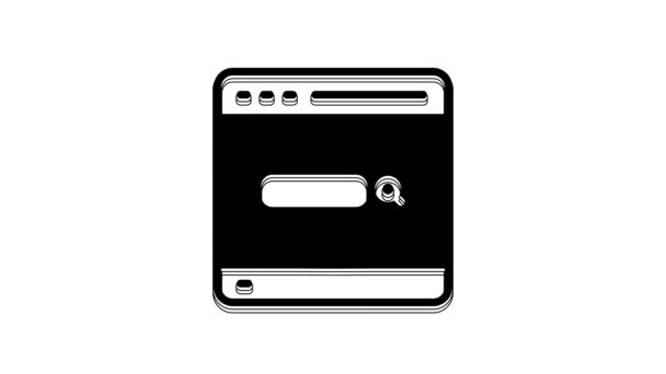 Black Search Engine Icon Isolated White Background Video Motion Graphic — Stock Video