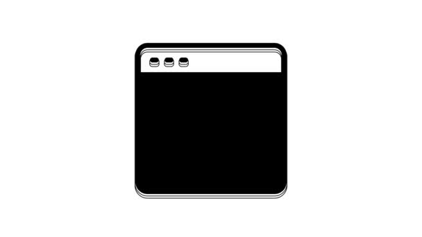 白の背景に隔離された黒のブラウザウィンドウアイコン 4Kビデオモーショングラフィックアニメーション — ストック動画