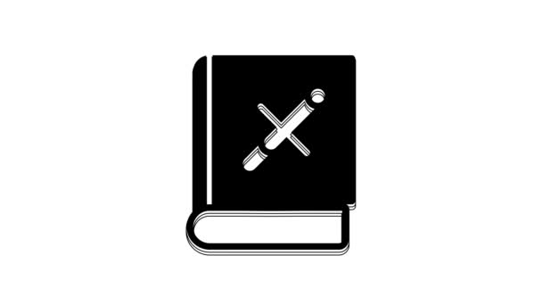 Black Book Stop Cigarette Icon Isolated White Background Book Dangers — Wideo stockowe