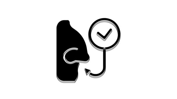 Black Healthy Breathing Icon Isolated White Background Breathing Nose Video — Stok video