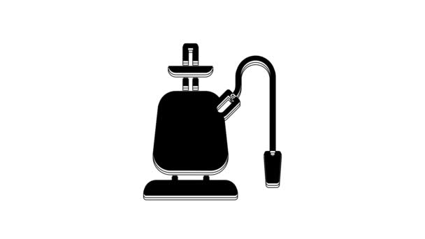 Black Hookah Icon Isolated White Background Video Motion Graphic Animation — ストック動画