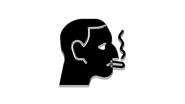 Black Man Smoking Cigarette Icon Isolated White Background Tobacco Sign — 图库视频影像