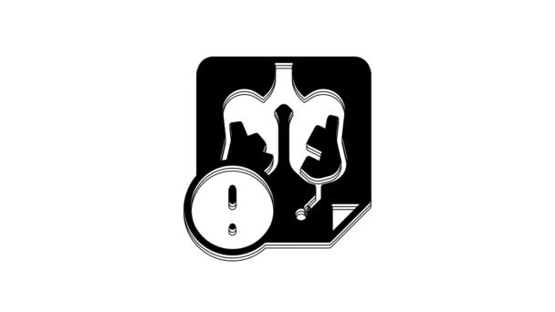 在白色背景下孤立的黑色肺图标 4K视频运动图形动画 — 图库视频影像