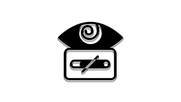 Black Hypnosis Icon Isolated White Background Human Eye Spiral Hypnotic — Stock Video