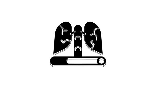 Black Disease Lungs Icon Isolated White Background Video Motion Graphic — Wideo stockowe