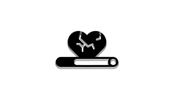 Black Heart Disease Death Caused Smoking Icon Isolated White Background — Stockvideo