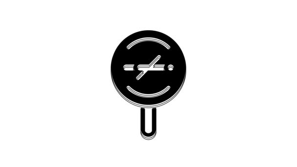 Black Smoking Icon Isolated White Background Cigarette Smoking Prohibited Sign — Vídeos de Stock