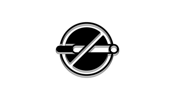 Black Smoking Icon Isolated White Background Cigarette Smoking Prohibited Sign — Stockvideo