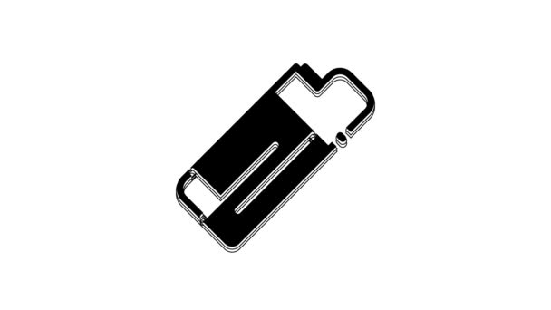 Ikona Black Lighter Izolovaná Bílém Pozadí Grafická Animace Pohybu Videa — Stock video