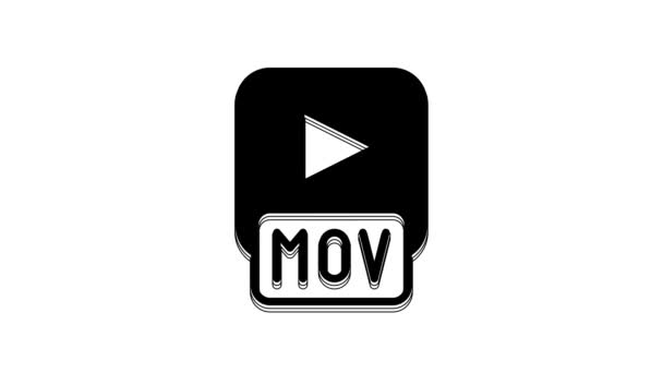 黒いMovファイル文書 白い背景に隔離されたMovボタンアイコンをダウンロードします Movファイルのシンボル オーディオとビデオのコレクション 4Kビデオモーショングラフィックアニメーション — ストック動画
