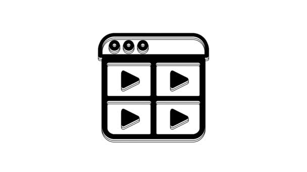 白の背景に隔離されたブラックミュージックプレイリストアイコン 4Kビデオモーショングラフィックアニメーション — ストック動画