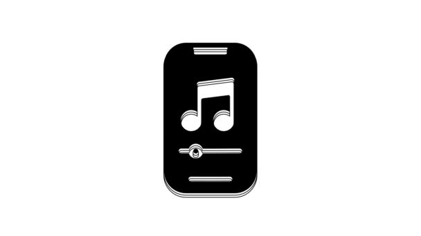 Icona Del Lettore Musicale Nero Isolato Sfondo Bianco Dispositivo Musicale — Video Stock