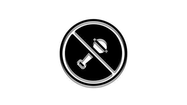 Black Mute Microphone Icon Isolated White Background Microphone Audio Muted — Video