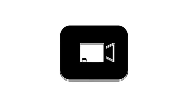 Black Play Video Button Icon Isolated White Background Film Strip — Stock video