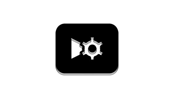 Black Music Video Settings Button Icon Isolated White Background Video — Vídeos de Stock