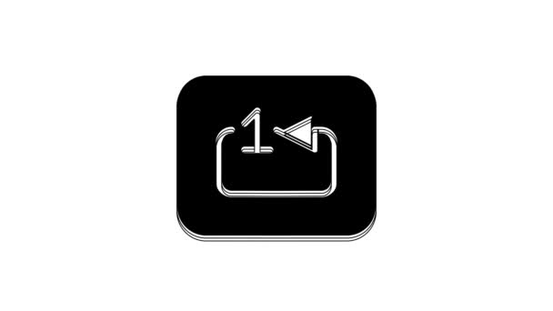 Black Repeat Track Music Player Icon Isolated White Background Sign — Vídeo de Stock