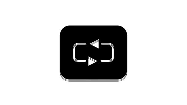 Черная Кнопка Повторения Белом Фоне Видеографическая Анимация — стоковое видео
