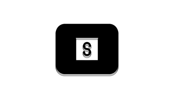 Black Stop Media Button Icon Isolated White Background Video Motion — Stockvideo