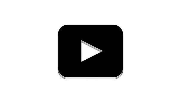 白の背景に隔離されたブラックプレイボタンアイコン 4Kビデオモーショングラフィックアニメーション — ストック動画