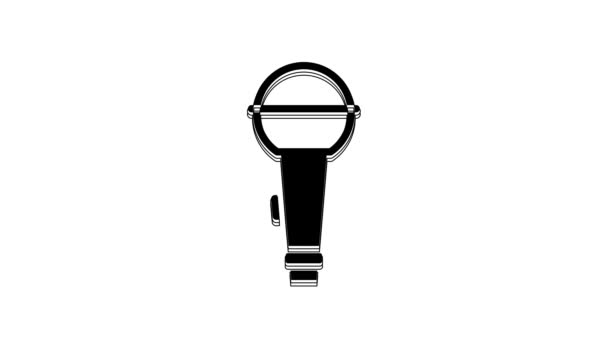 Black Microphone Icon Isolated White Background Air Radio Mic Microphone — Stock Video