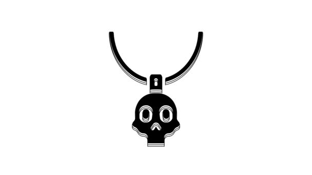 Black Necklace Amulet Icon Isolated White Background Video Motion Graphic — Stock videók