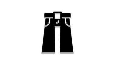 Black Jeans wide icon isolated on white background. 4K Video motion graphic animation.