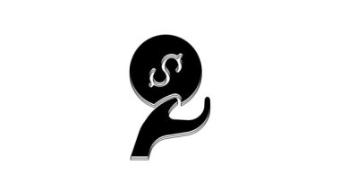 Black Donation and charity icon isolated on white background. Donate money and charity concept. 4K Video motion graphic animation.