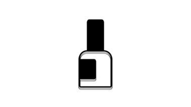 Black Bottle of nail polish icon isolated on white background. 4K Video motion graphic animation.